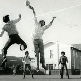 Playing volleyball at Sacred Heart School, Petone