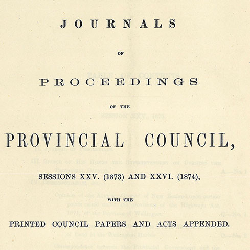 Wellington Provincial Council Proceedings, Sessions 25 & 26 (1873 - 1874)