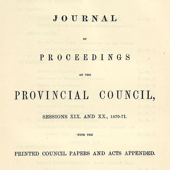 Wellington Provincial Council Proceedings, Sessions 19 & 20 (1870 - 1871)