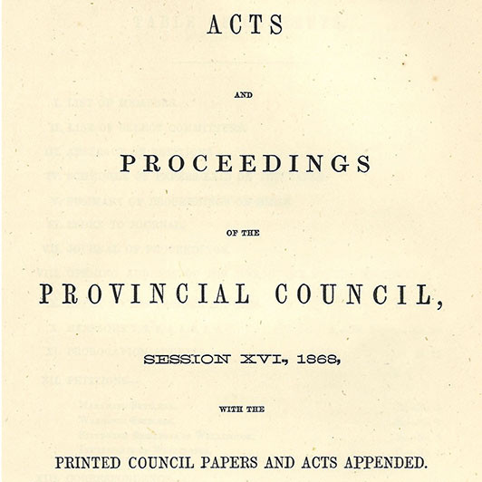 Wellington Provincial Council Proceedings, Session 16 (1868)