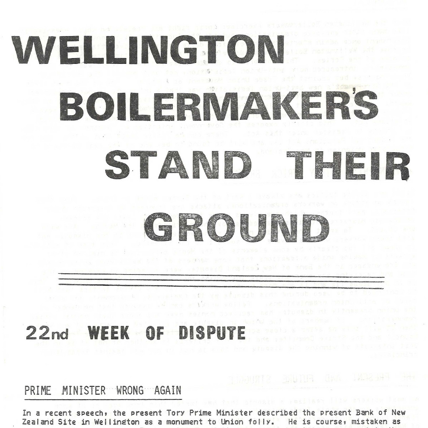Wellington Boilermaker's Stand Their Ground