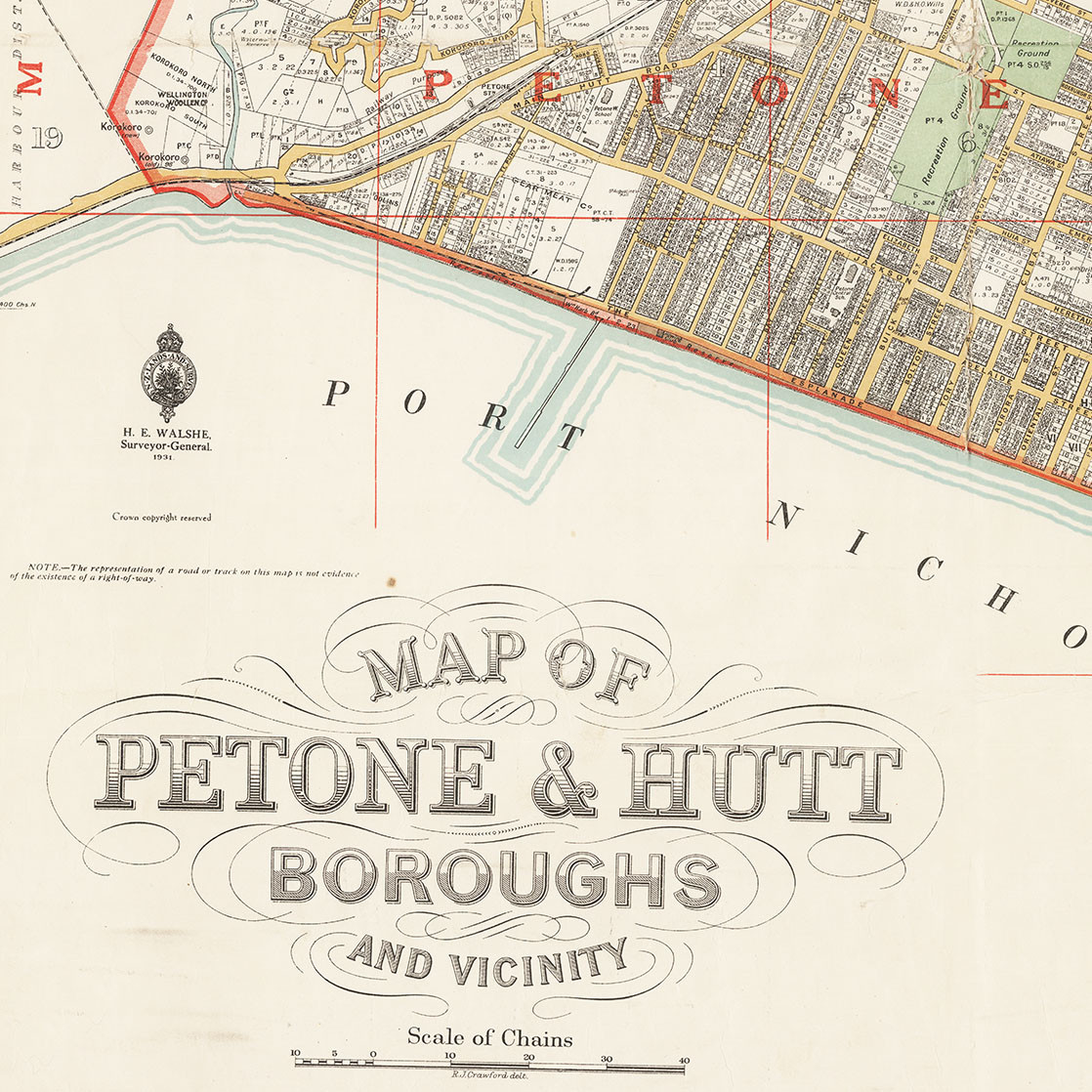 Map of Petone and Hutt Boroughs and vicinity (1931)