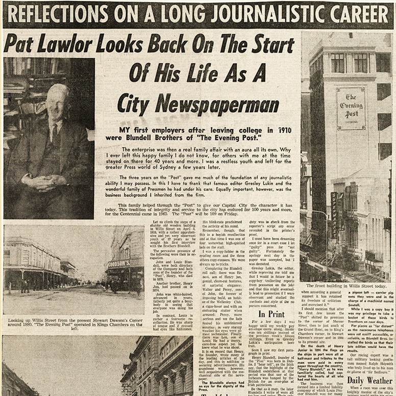 Pat Lawlor looks back on the start of his life as a city newspaperman