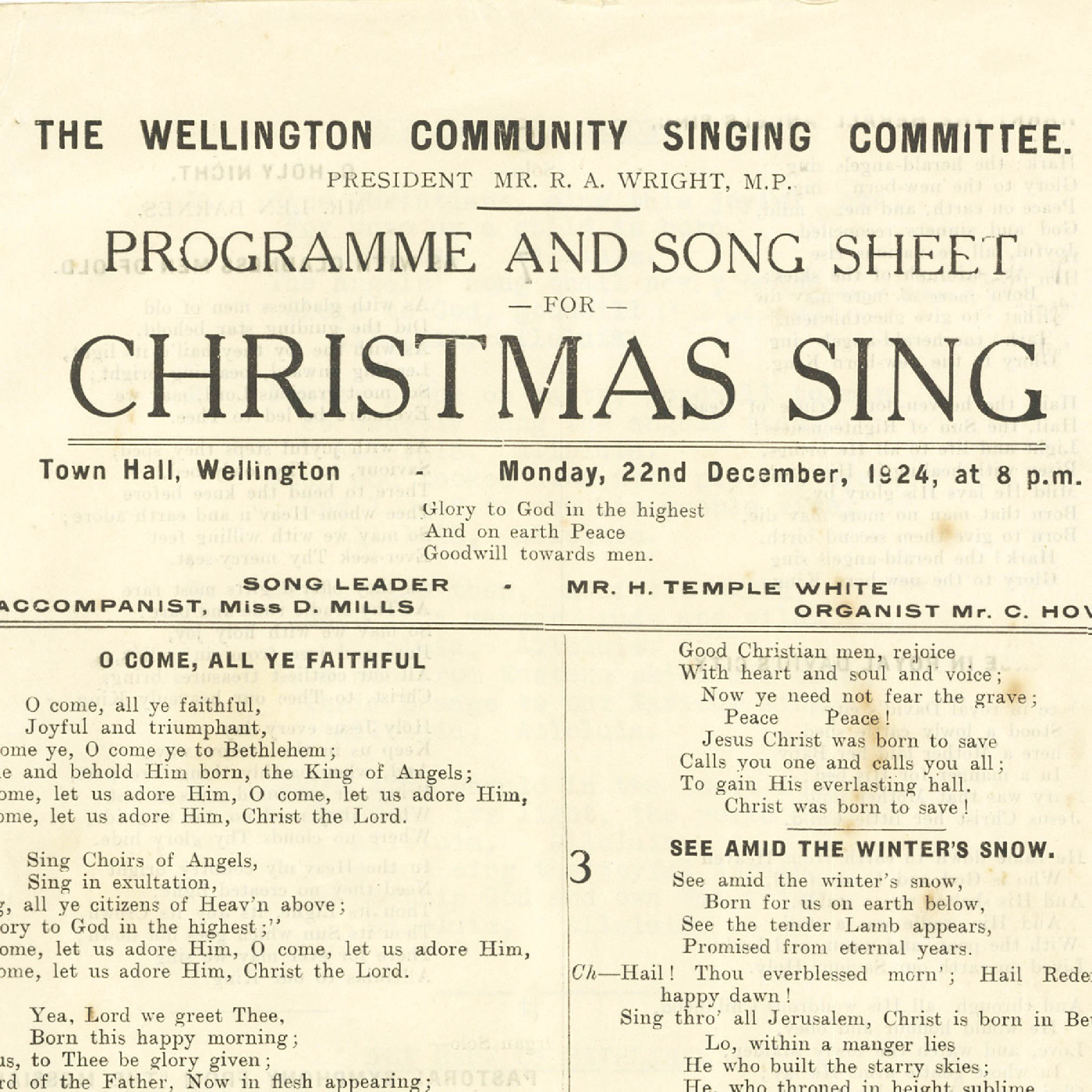 The Wellington Community Singing Committee : Christmas Sing
