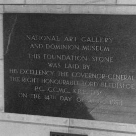 Foundation Stone,  National Art Gallery and Dominion Museum 