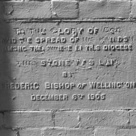 Foundation stone for Chinese Mission Church, 46 Frederick Street, Te Aro