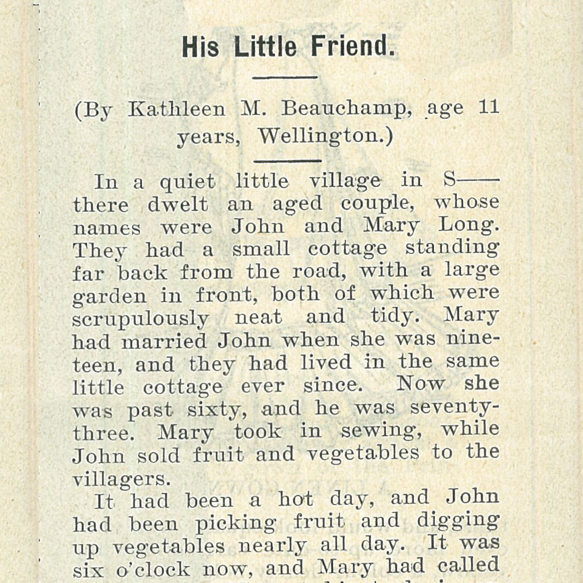 "His Little Friend" by Katherine Mansfield