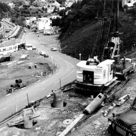 Sydney Street West with construction of the motorway overpass commencing