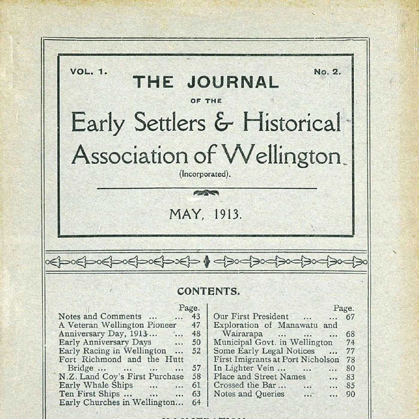 Vol 1, No 2 of The Journal of the Early Settlers and Historical Association of Wellington