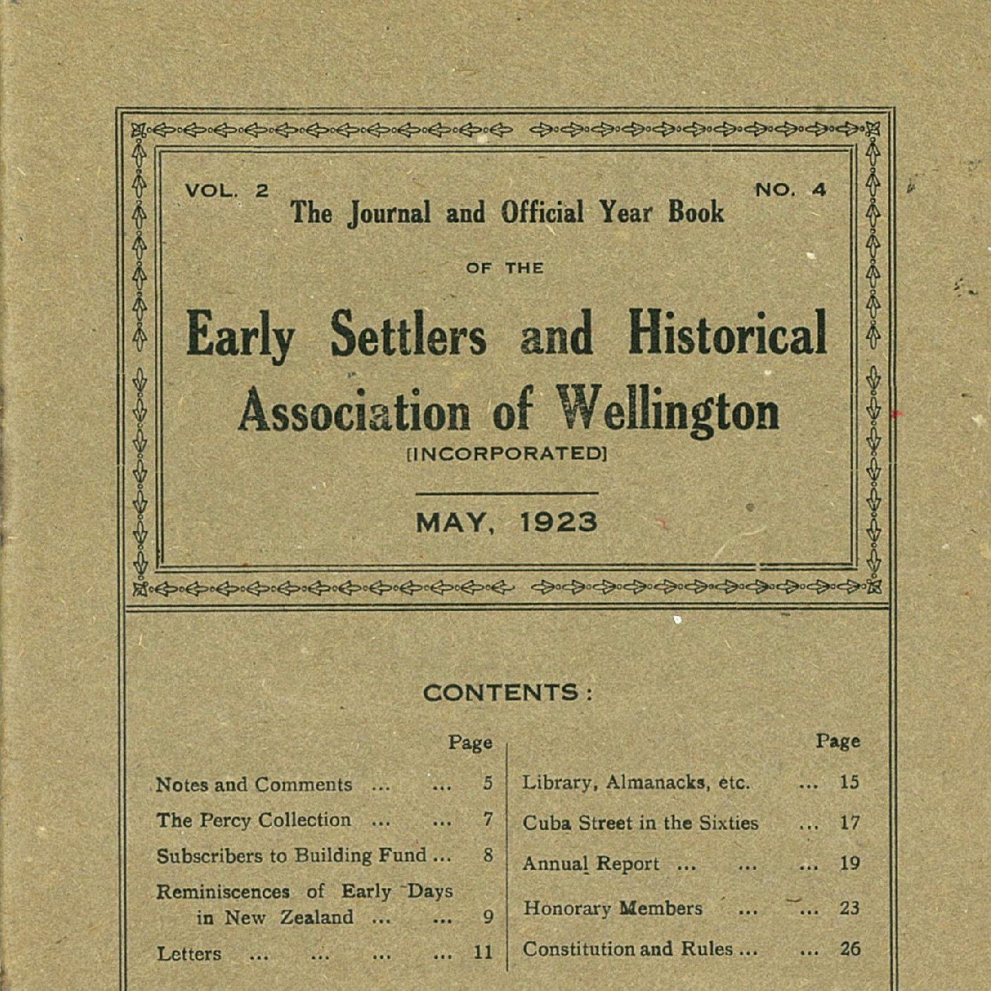 Vol 2, No 4 of The Journal of the Early Settlers and Historical Association of Wellington 