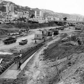 Thorndon motorway trench being excavated