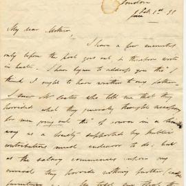 Letter from Octavius Hadfield to his mother, February 1838