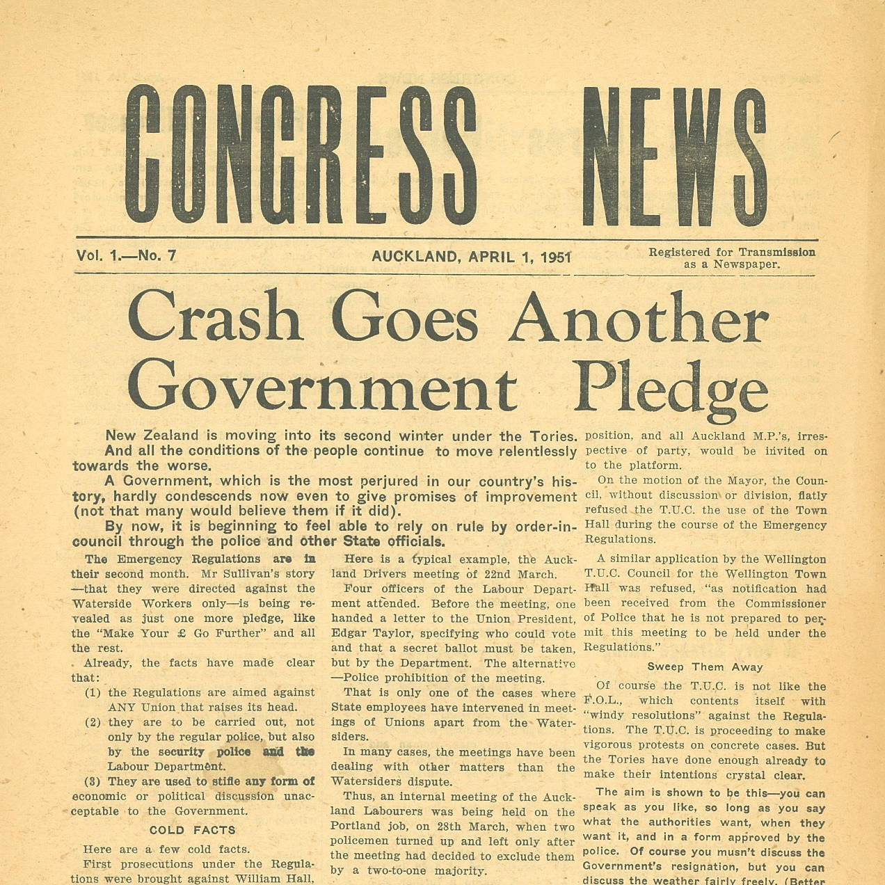 Congress News : Crash goes another Government pledge