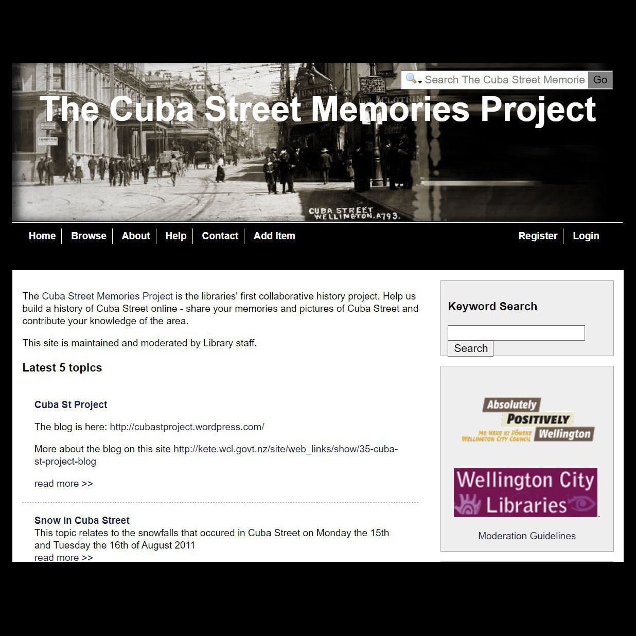The Cuba Street Memories Project