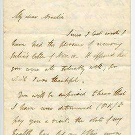 Letter from Octavius Hadfield to his sister Amelia, February 1858
