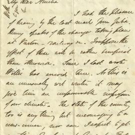 Letter from Octavius Hadfield to his sister Amelia, August 1863