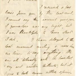 Letter from Octavius Hadfield to his sister Octavia, August 1868