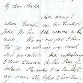 Letter from Octavius Hadfield to his sister Amelia, February 1872
