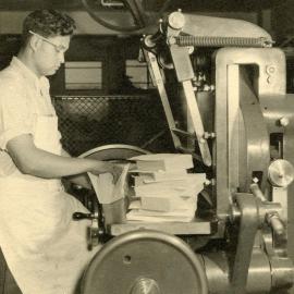 Sam Coleman in the bindery