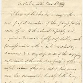 Extract of a Letter from William Broughton, Bishop of Australia, March 1839