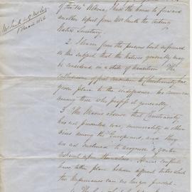Letter from Governor Thomas Gore Browne, March 1856