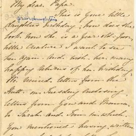 Letter from Catherine Hadfield to her father, Henry Williams, July 1851