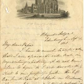 Letter from Catherine Hadfield to her father, Henry Williams, September 1858