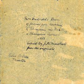 Diary extract from Catherine Hadfield, 1853