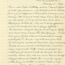 Letter from Catherine Hadfield to her mother Marianne Williams, February 1859