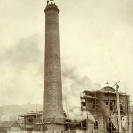 'Topping off' the tramway power station chimney