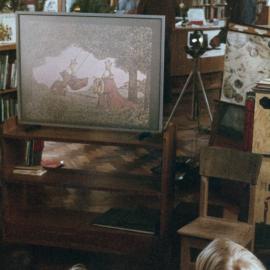 Children watching a film strip