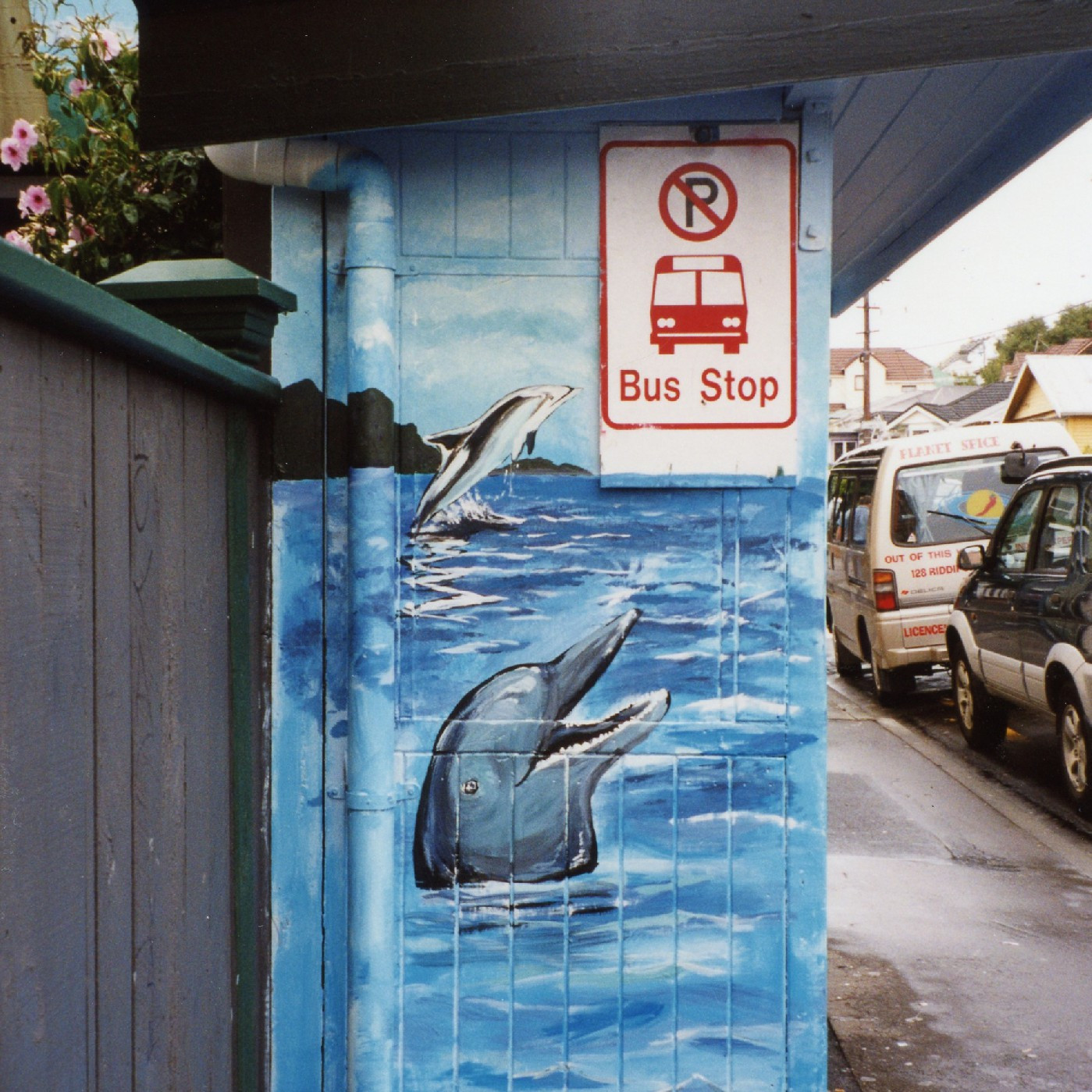 Bus shelter mural,  Robert Stewart