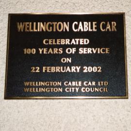 Wellington Cable Car Centenary Plaque