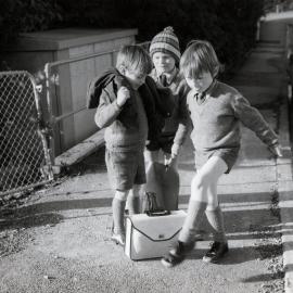 Schoolboys in Ridd Crescent, Karori