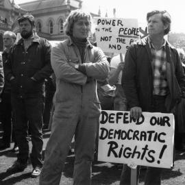Protestors at Parliament 