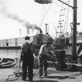 Dock workers on the Jervois Quay Wharf