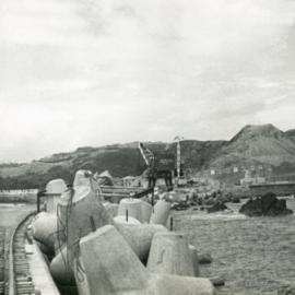 Lyall Bay breakwater, 1955