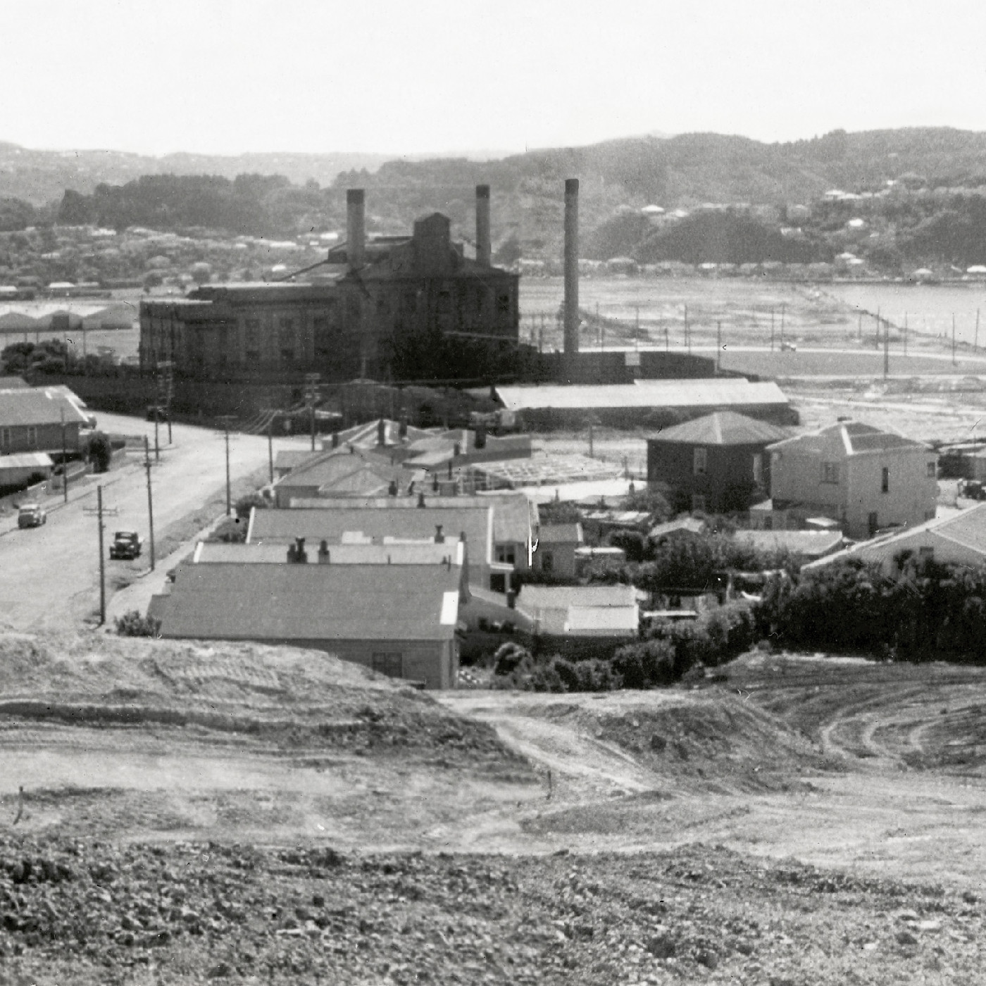 Evans Bay power station from airport runway