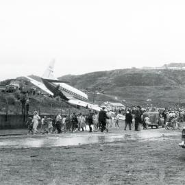 Crashed plane off airport runway