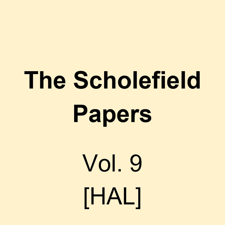 The Scholefield Papers, Vol. 9 [HAL] 