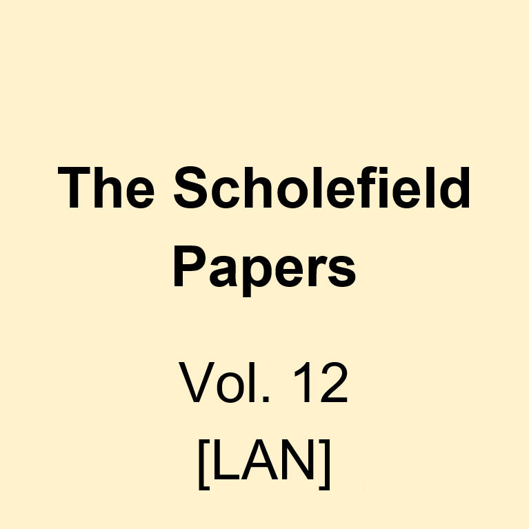 The Scholefield Papers, Vol. 12 [LAN] 