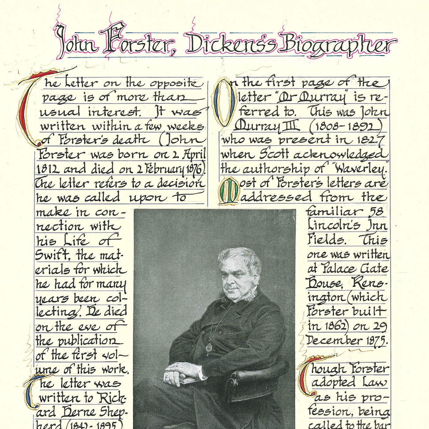 Letter from John Forster to R. H. Shepherd