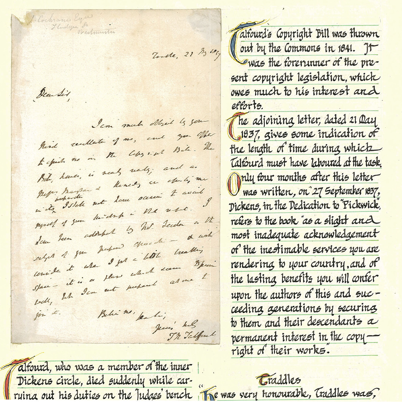 Letter from Sir Thomas Talfourd 