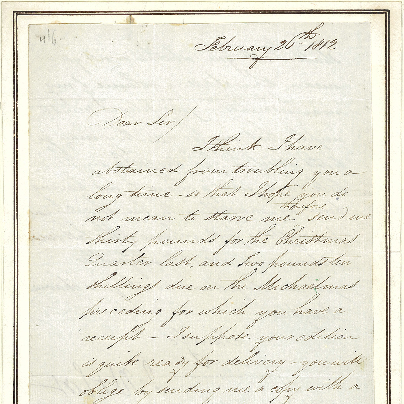 Letter from Peter Pindar to J. Walker