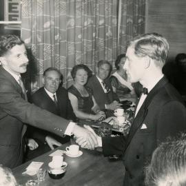 Boyd Klap at the opening of the Tulip Restaurant, 1959