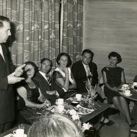 Frank Kitts at the opening of the Tulip Restaurant, 1959
