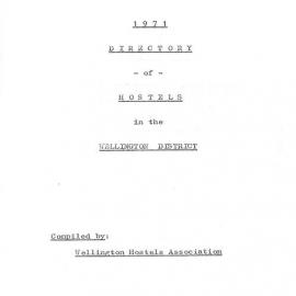 1971 Directory of Hostels in the Wellington Region