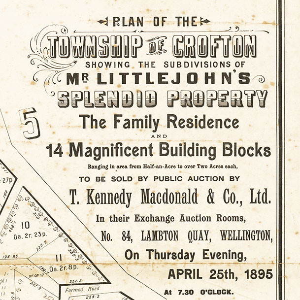 Plan of the Township of Crofton showing the subdivisions of Mr Littlejohn's splendid property