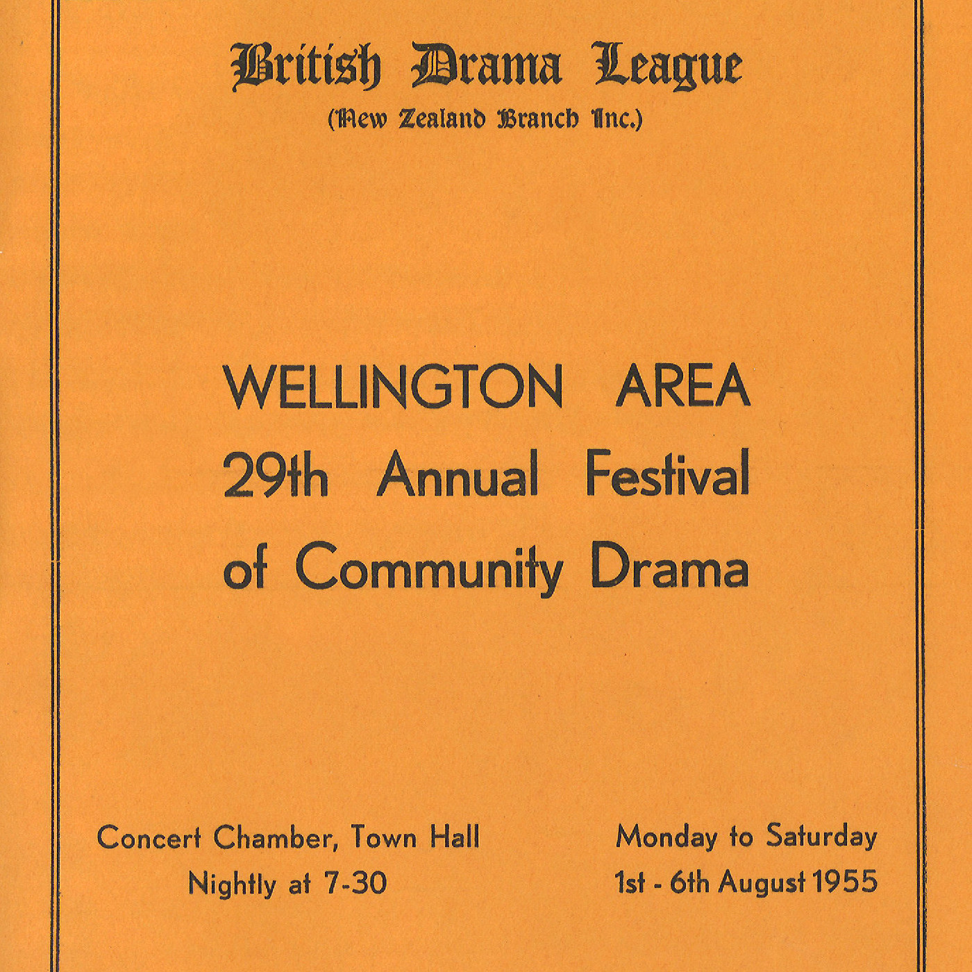 Wellington Area 29th Annual Festival Of Drama (1955)