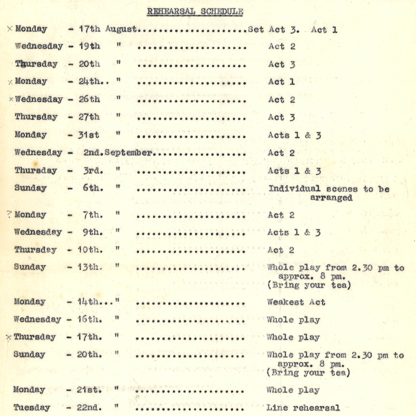 Thespians: documents relating to "Don't Listen, Ladies"